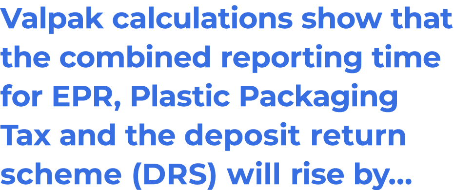 Valpak calculations show that the combined reporting time for EPR, Plastic Packaging Tax and the deposit return schem...