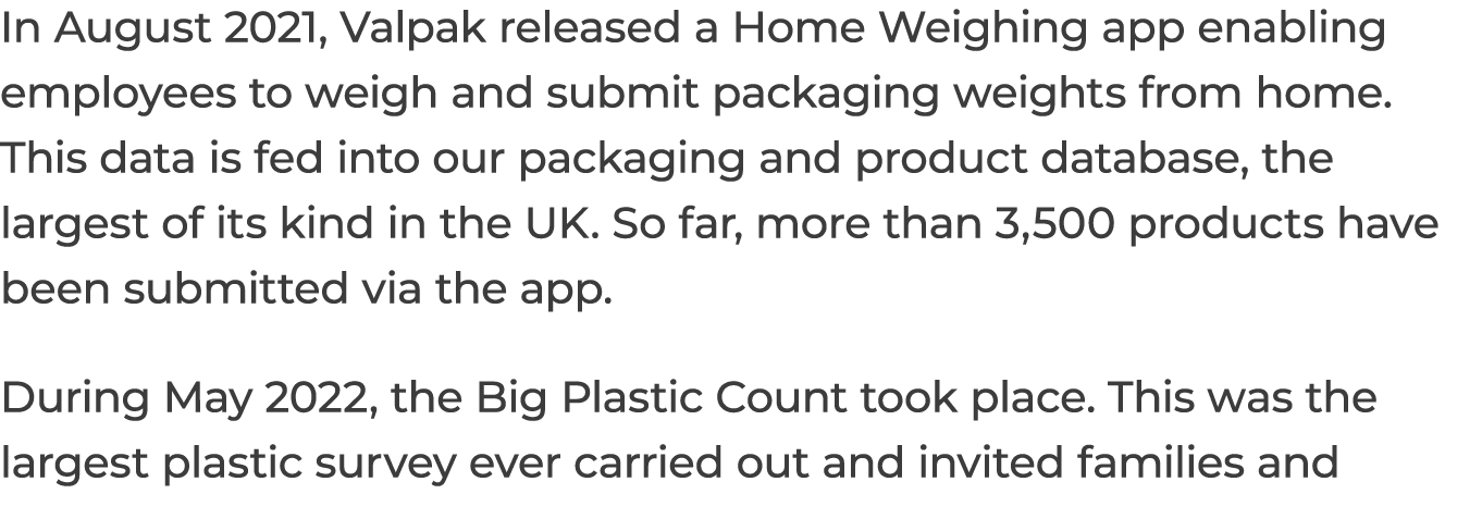 In August 2021, Valpak released a Home Weighing app enabling employees to weigh and submit packaging weights from hom...