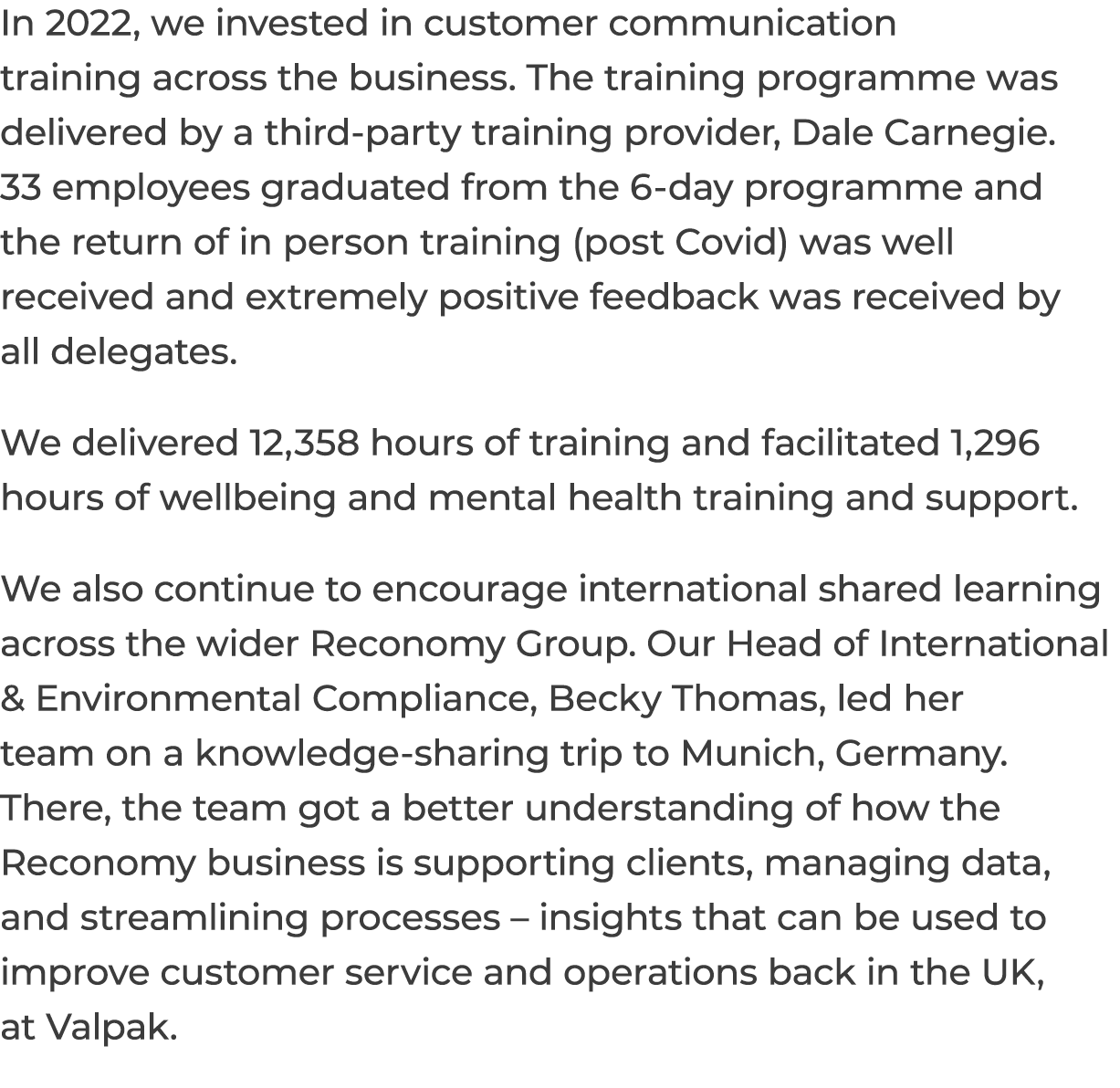 In 2022, we invested in customer communication training across the business. The training programme was delivered by ...