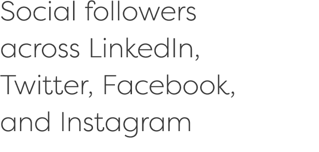 Social followers across LinkedIn, Twitter, Facebook, and Instagram 